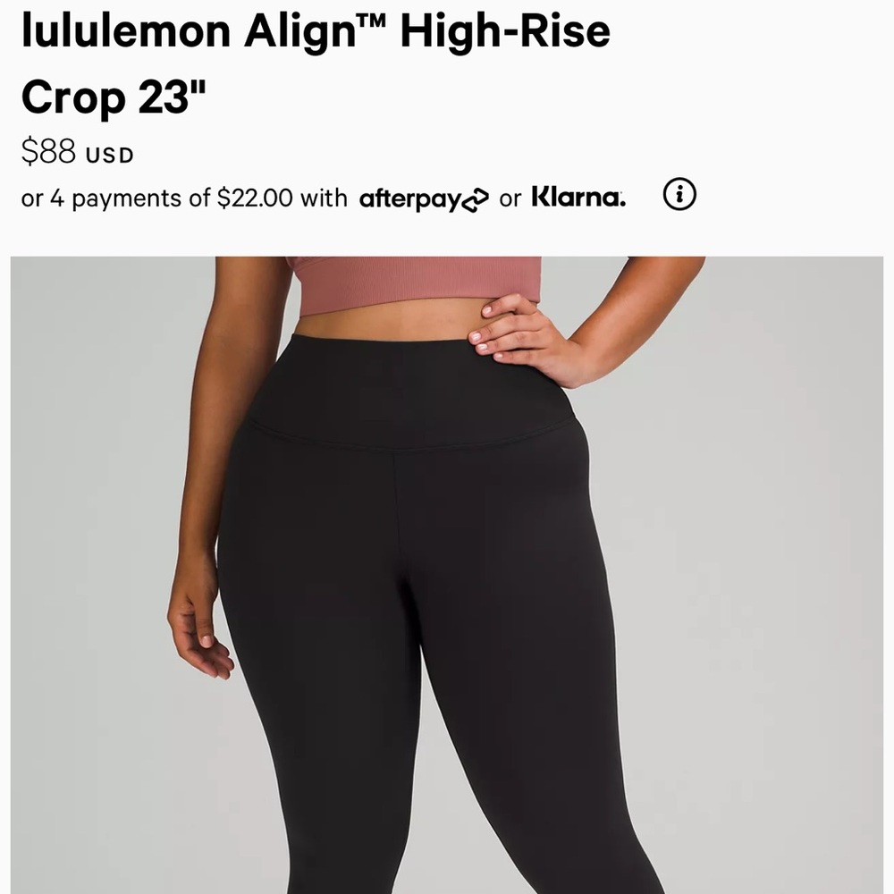 LULULEMON Align High Rise Crop 23 | Black Size 6